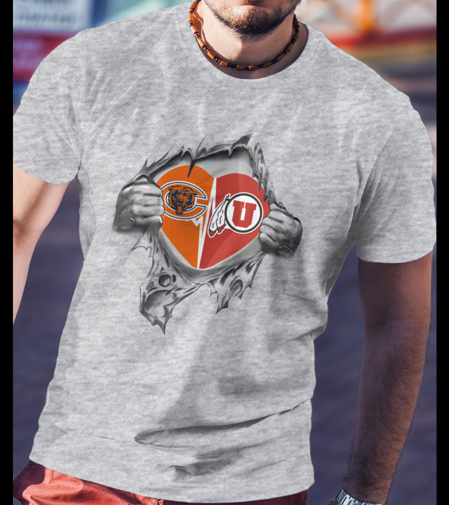 Bears Utah Utes Heart Tear Dual T-Shirt