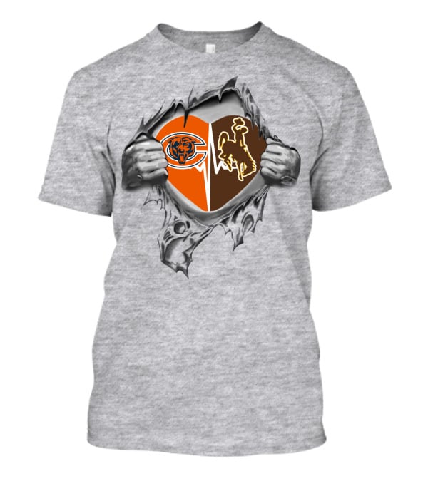 Bears Cowboys Heart Logo Tearing Open T-Shirt