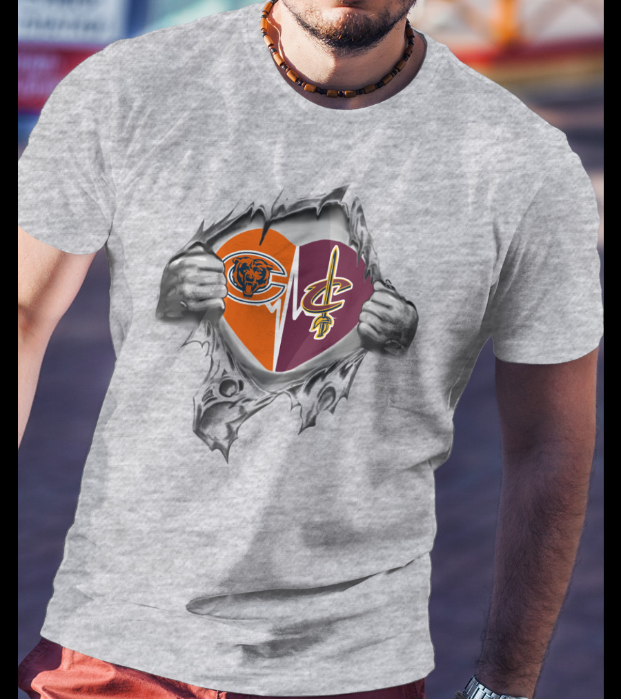 Bears Cavaliers Logos Heart T-Shirt