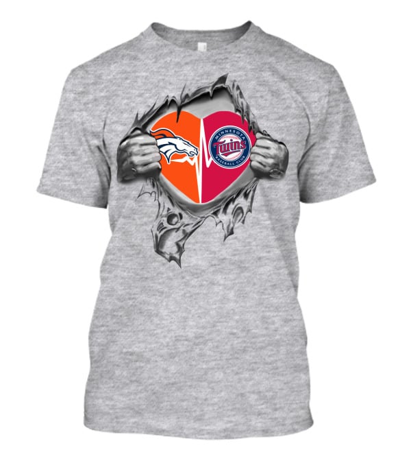 Broncos Twins Minnesota Heart Fusion T-Shirt