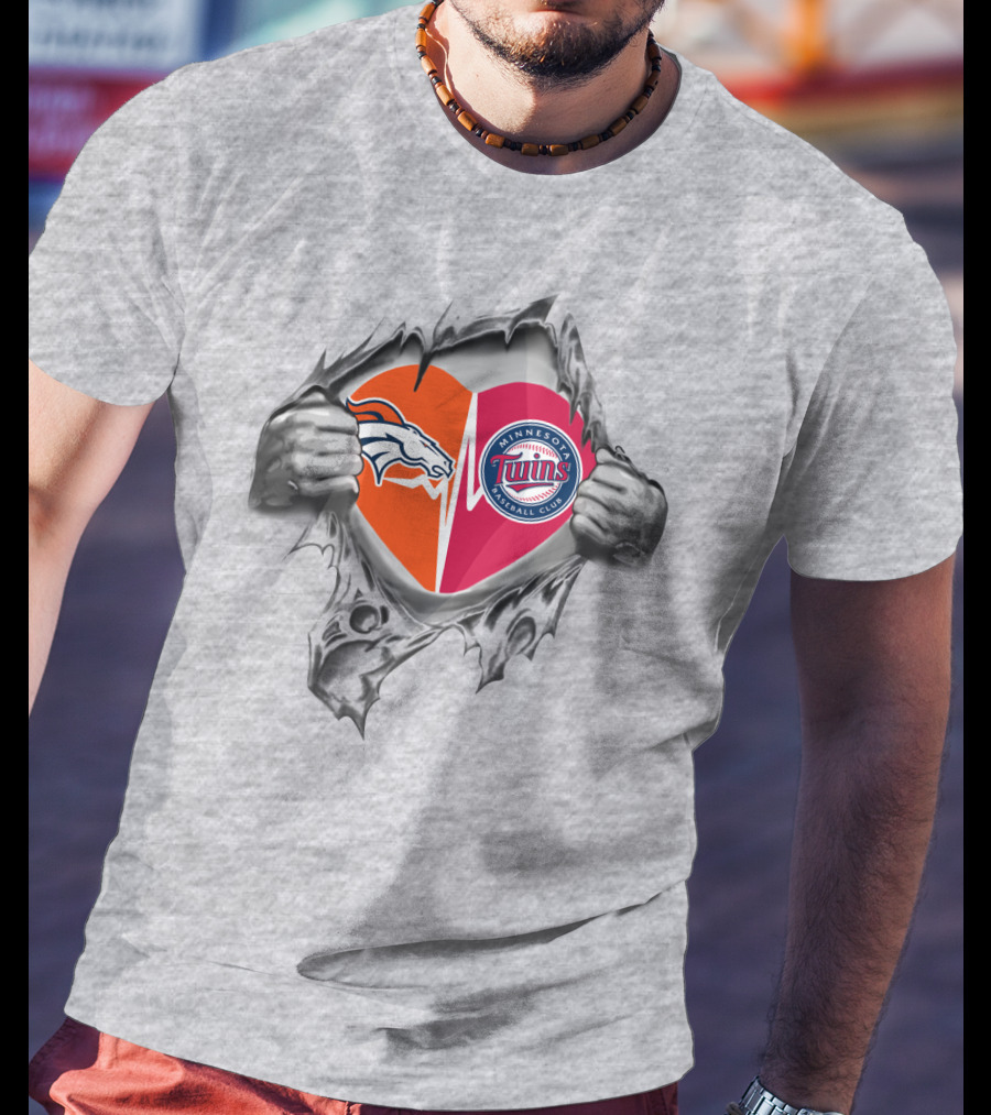 Broncos Twins Minnesota Heart Fusion T-Shirt