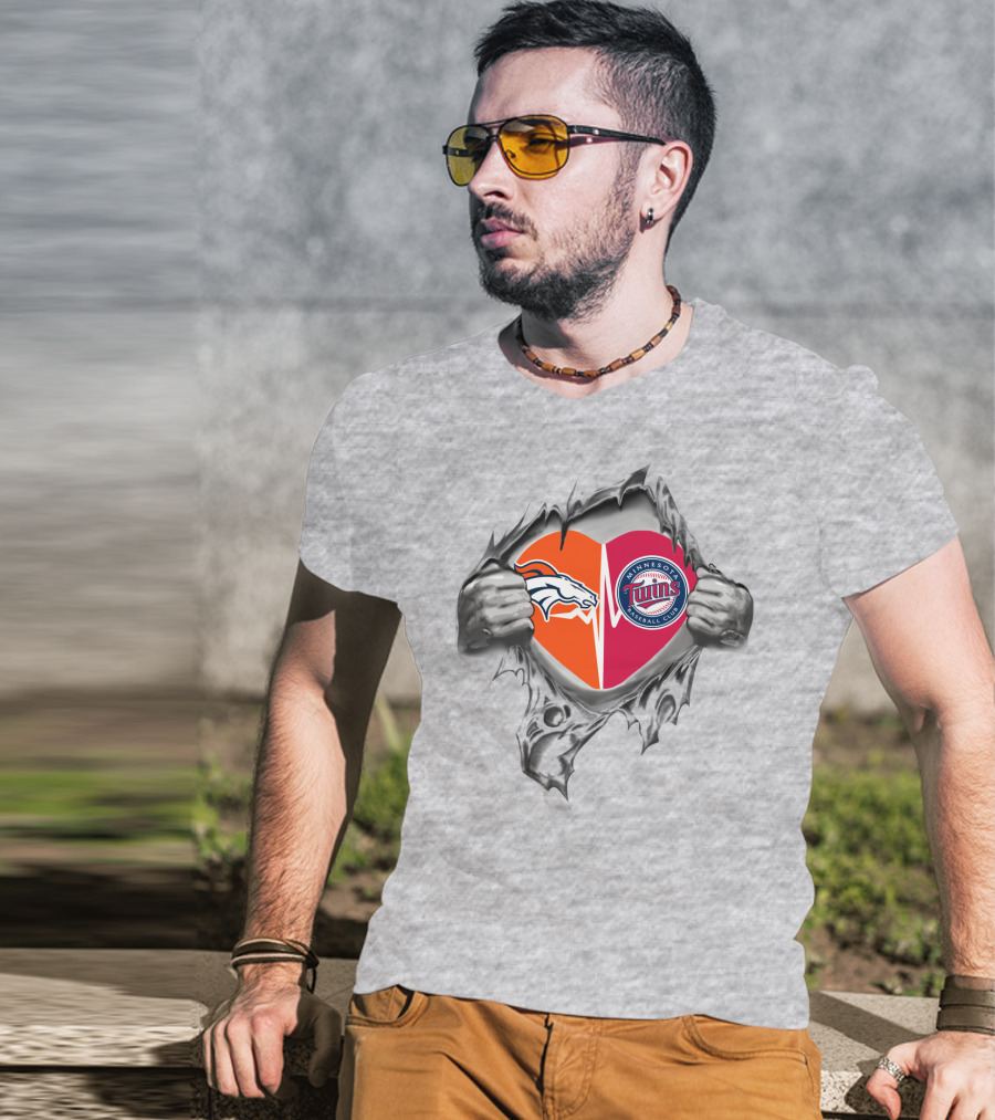 Broncos Twins Minnesota Heart Fusion T-Shirt