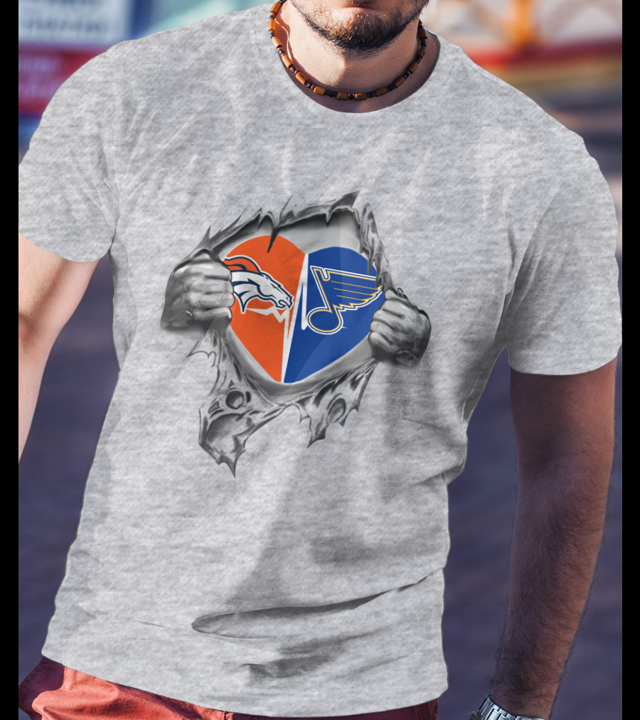 Broncos Louis Blues Heart T-Shirt