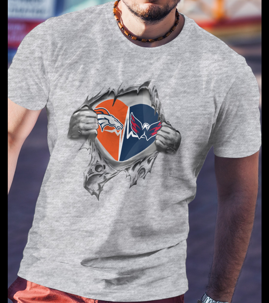 Broncos Capitals Heart Logo Fusion T-Shirt