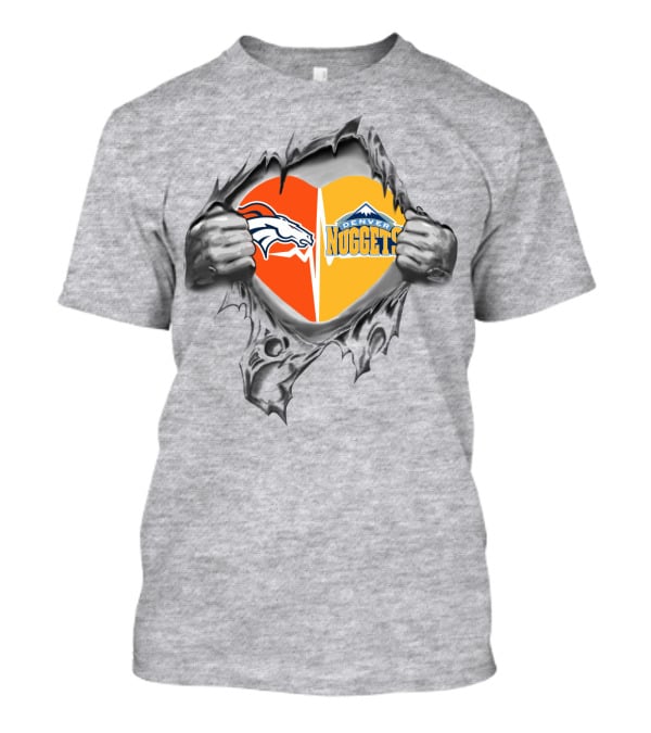 Broncos Nuggets Heart Denver Loyalty Nfl Nba Fan Pride T-Shirt