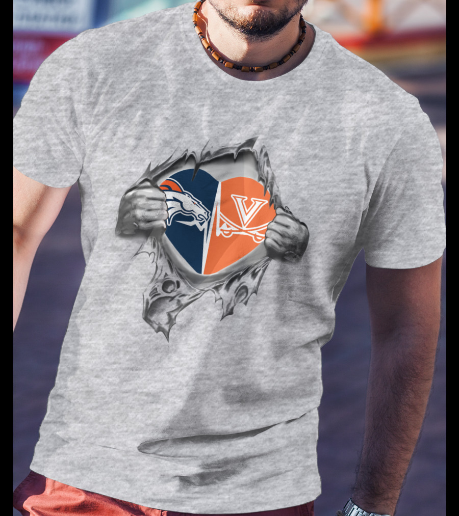 Broncos Cavaliers Heart Rip Loyalty Dual Fan Passion T-Shirt