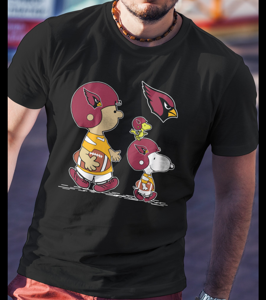 Cardinals Snoopy Woodstock Football Charlie Brown Peanuts Helmet T-Shirt
