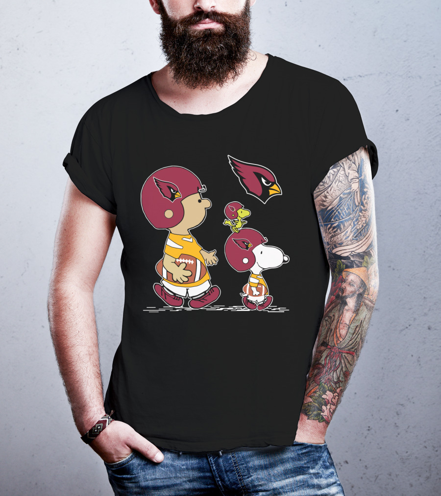 Cardinals Snoopy Woodstock Football Charlie Brown Peanuts Helmet T-Shirt