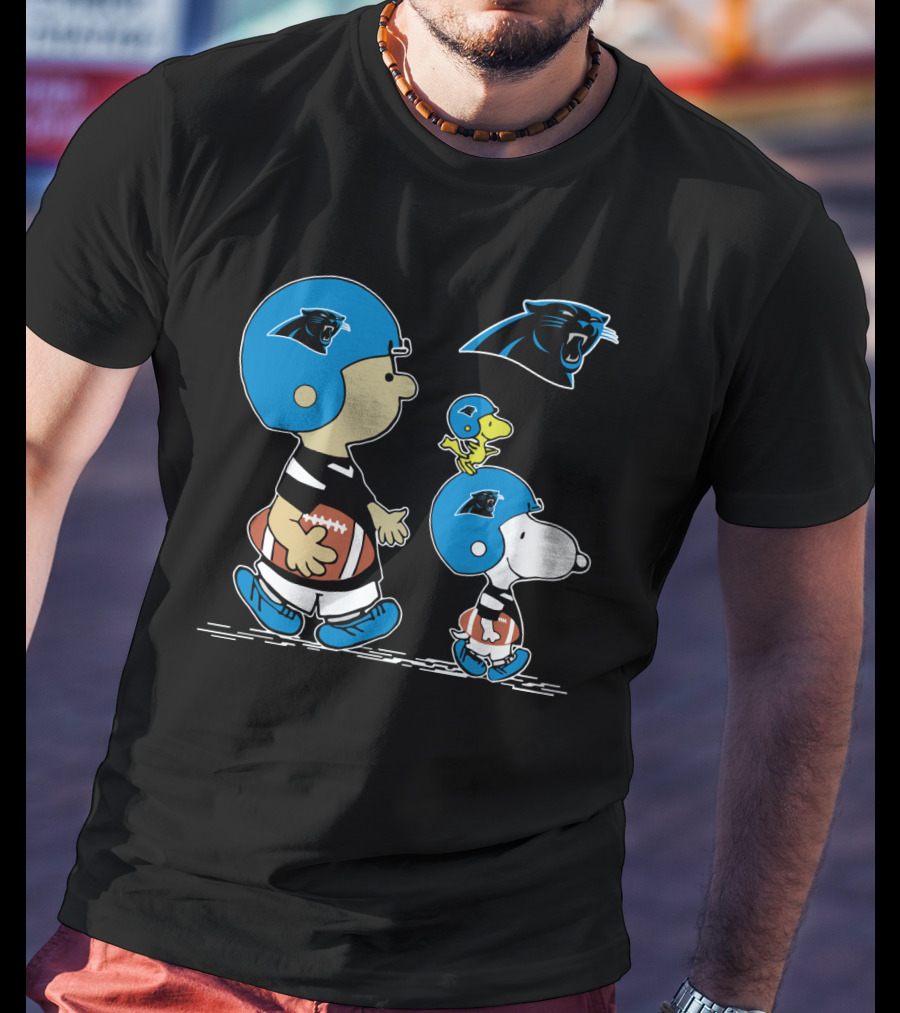 Panthers Snoopy Football Helmet Peanuts Cartoon Characters T-Shirt