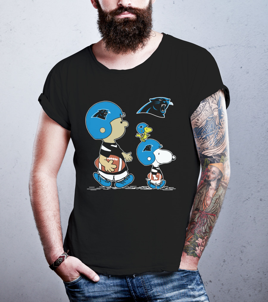 Panthers Snoopy Football Helmet Peanuts Cartoon Characters T-Shirt