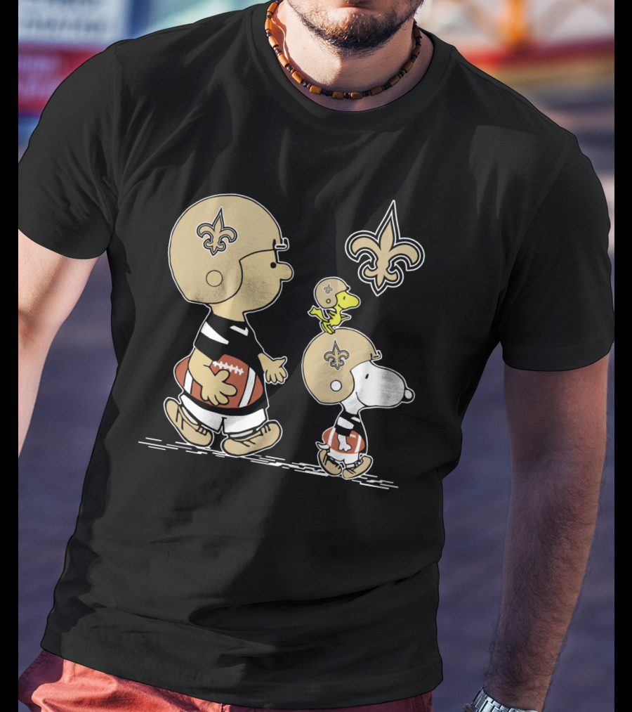 New Orleans Saints Snoopy Peanuts Football Characters Walking T-Shirt