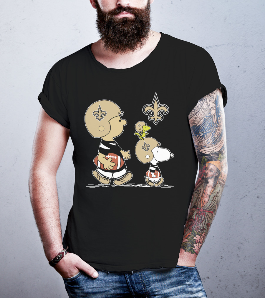 New Orleans Saints Snoopy Peanuts Football Characters Walking T-Shirt