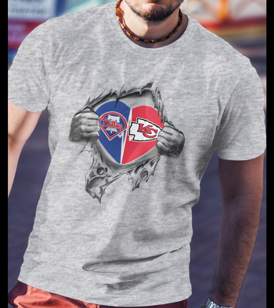 Phillies Chiefs Heart Combined Fan Spirit T-Shirt
