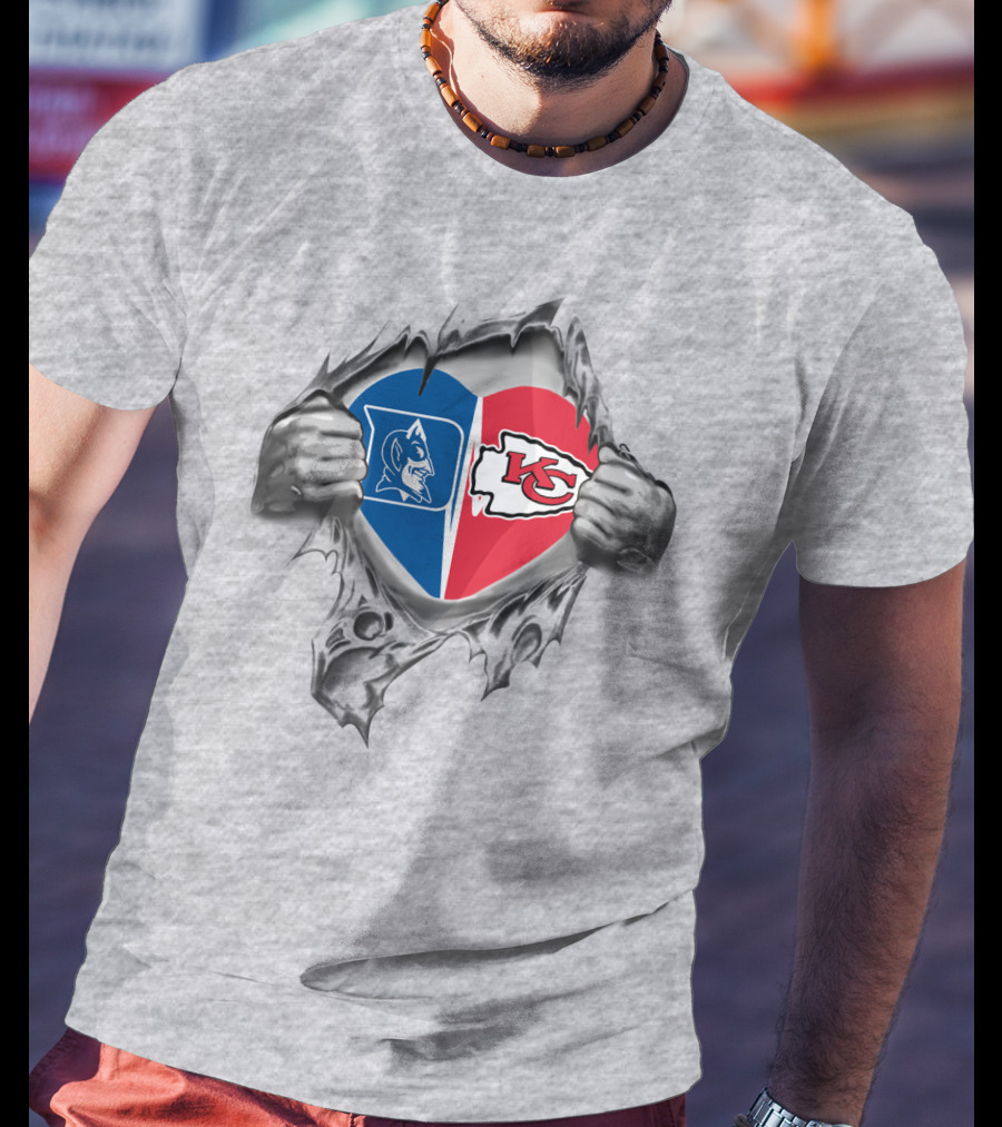 Chiefs And Duke Blue Devils Heart T-Shirt
