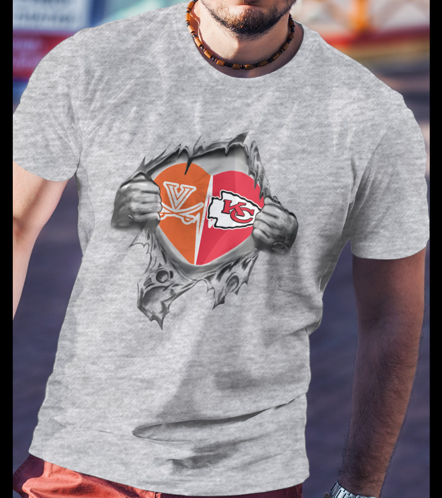 Chiefs Cavaliers Heart Kansas City Virginia Fans Passion T-Shirt