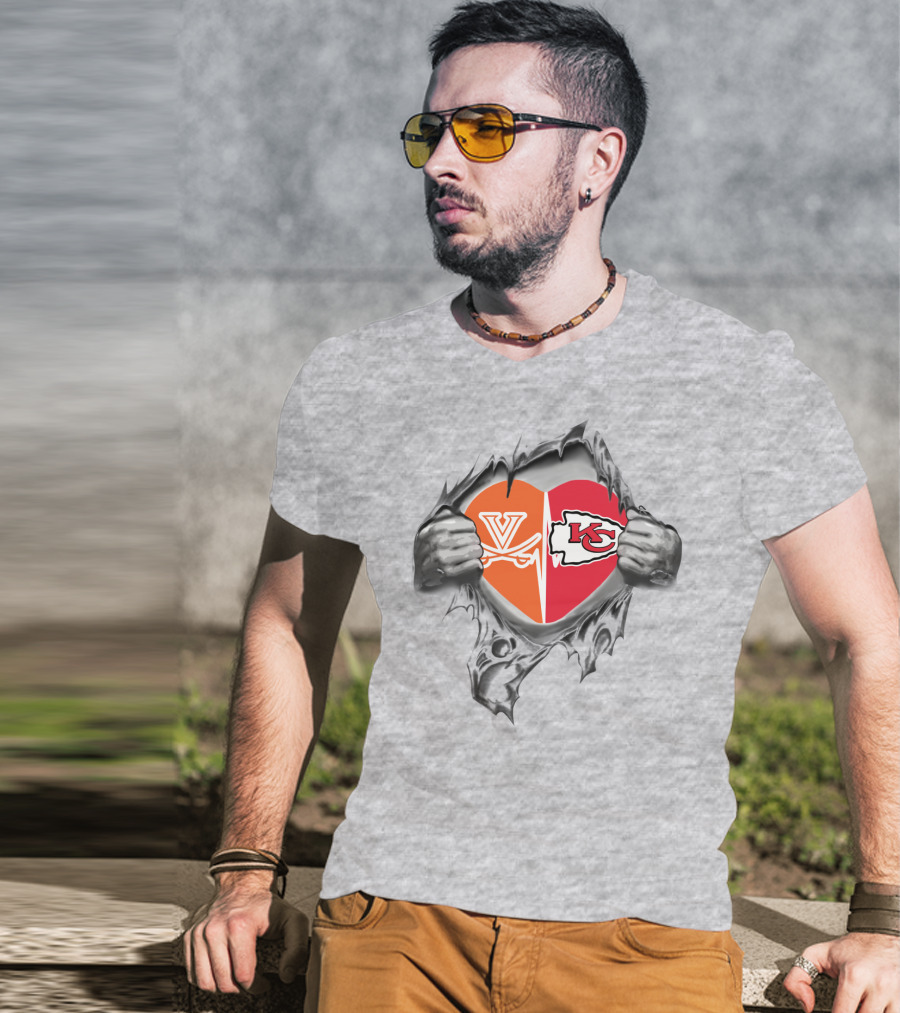 Chiefs Cavaliers Heart Kansas City Virginia Fans Passion T-Shirt