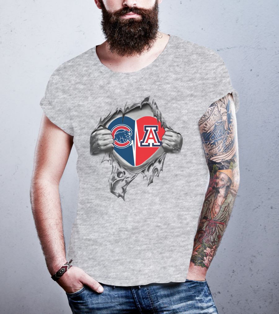 Cubs Arizona Heartbeat Emblem With Tearing Hands T-Shirt