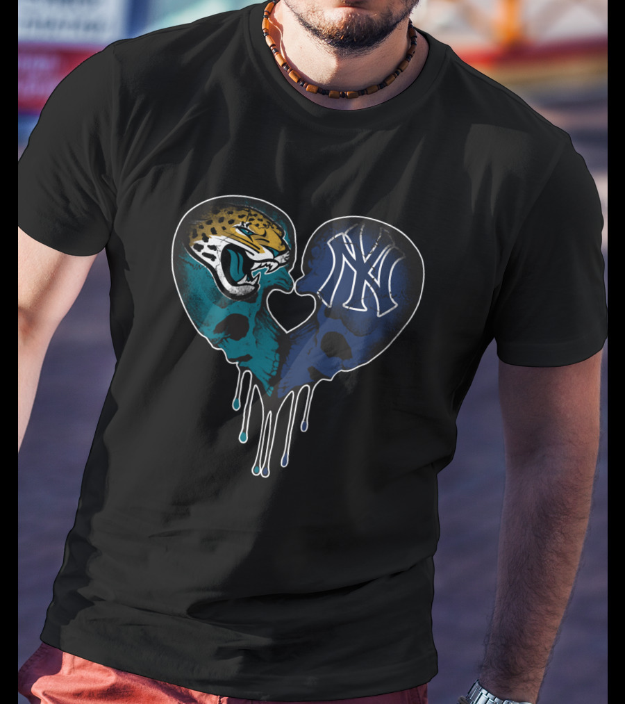 Jaguars Yankees Skull Heart Fusion T-Shirt