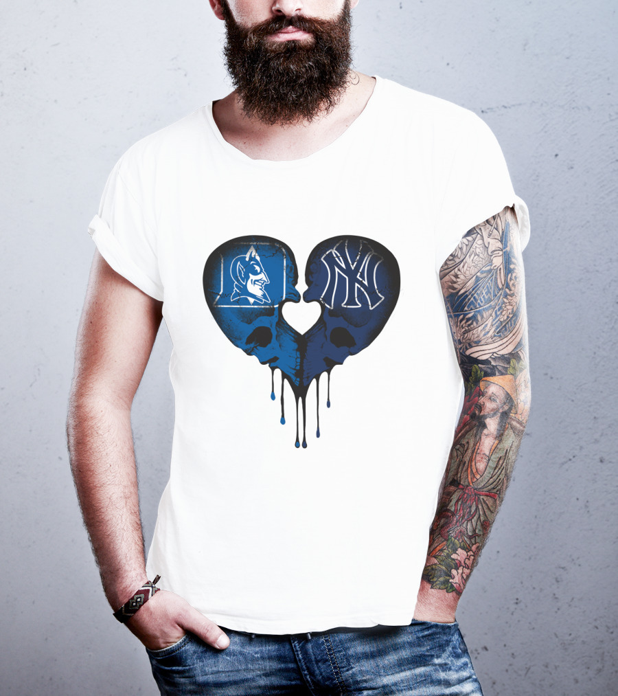 Duke Yankees Skull Heart Dripping Blue T-Shirt