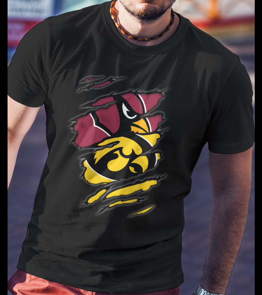 Cardinals Iowa Hawkeyes Iconic Team Logos Collaboration T-Shirt