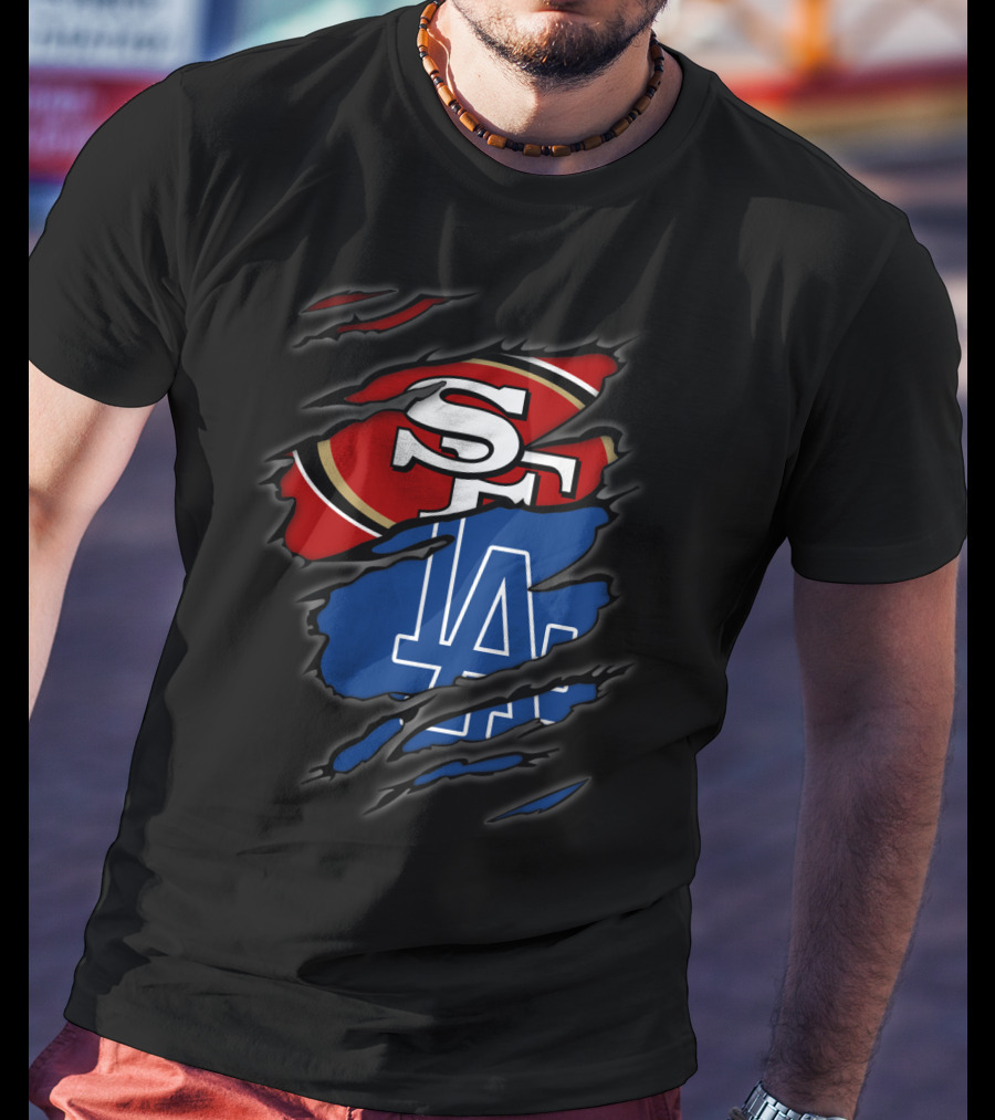 49ers SF LA Dodgers Torn T-Shirt