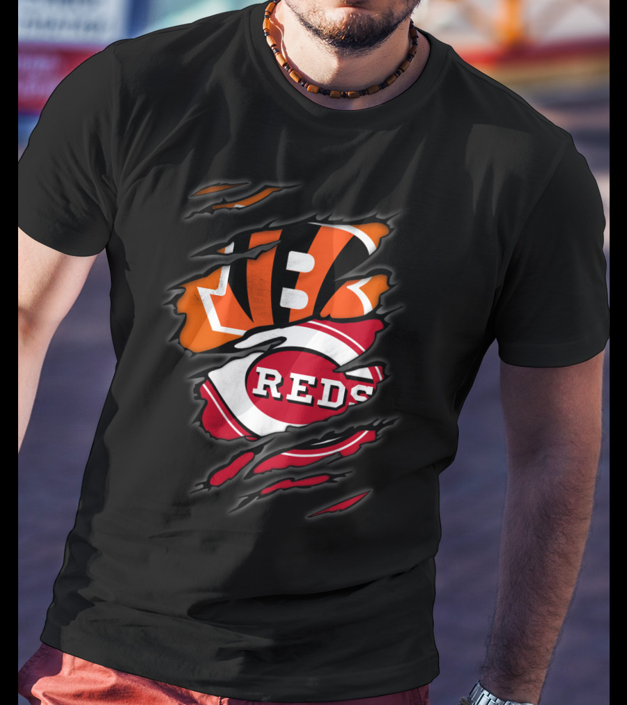 Bengals Reds Logo Ripped Claw T-Shirt