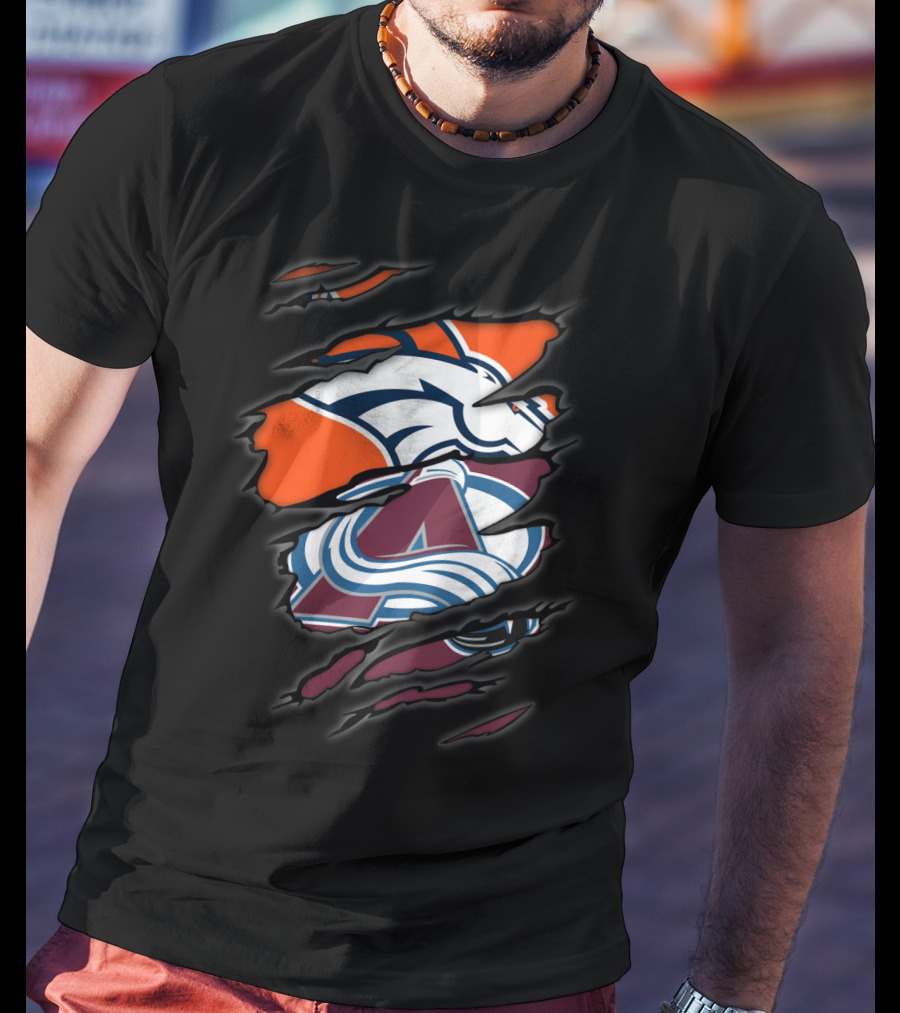Broncos Avalanche Denver Sports Crossover T-Shirt