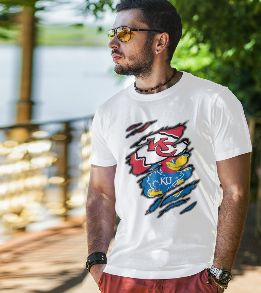 Kansas City Chiefs KU Jayhawks Logo Mashup T-Shirt