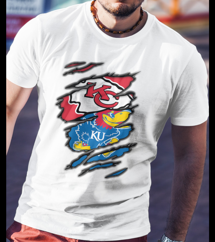 Kansas City Chiefs KU Jayhawks Logo Mashup T-Shirt