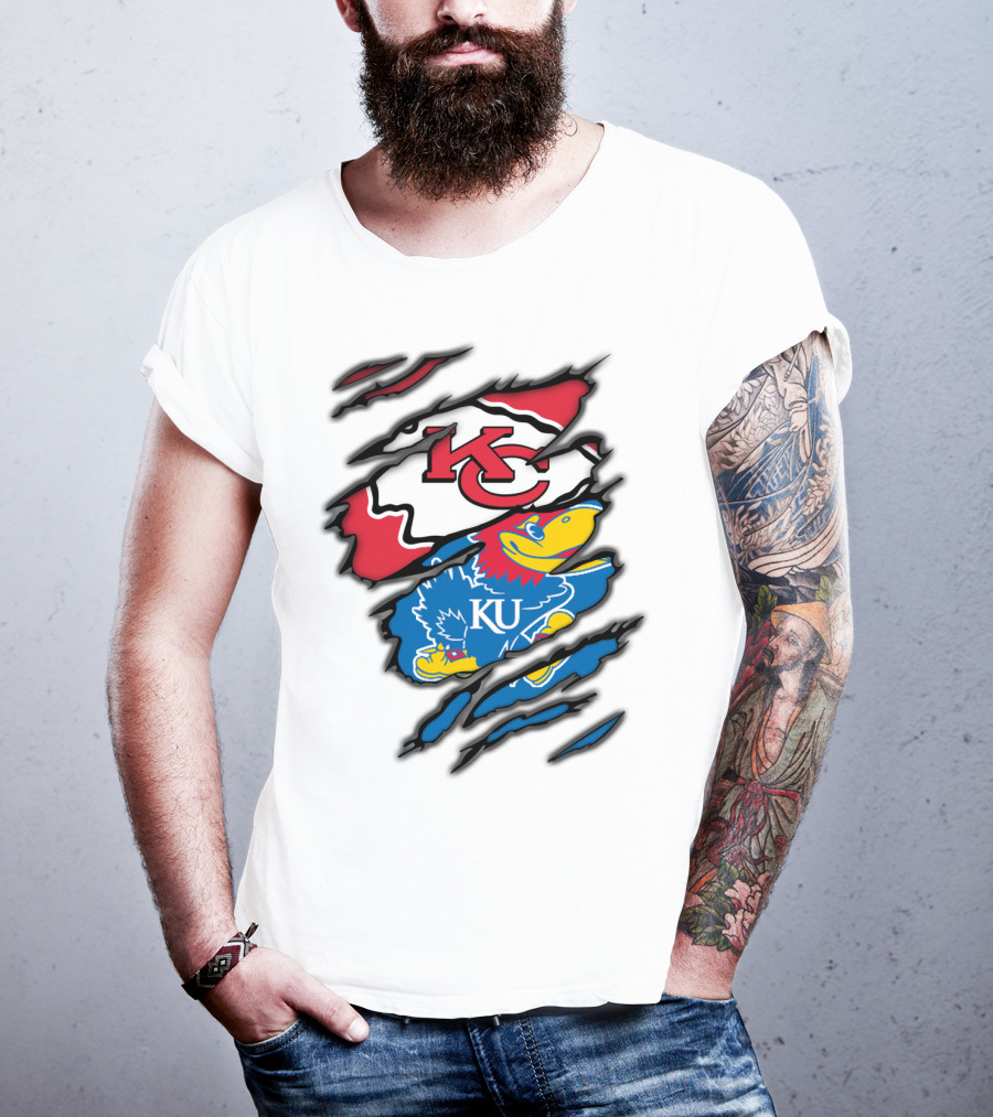Kansas City Chiefs KU Jayhawks Logo Mashup T-Shirt