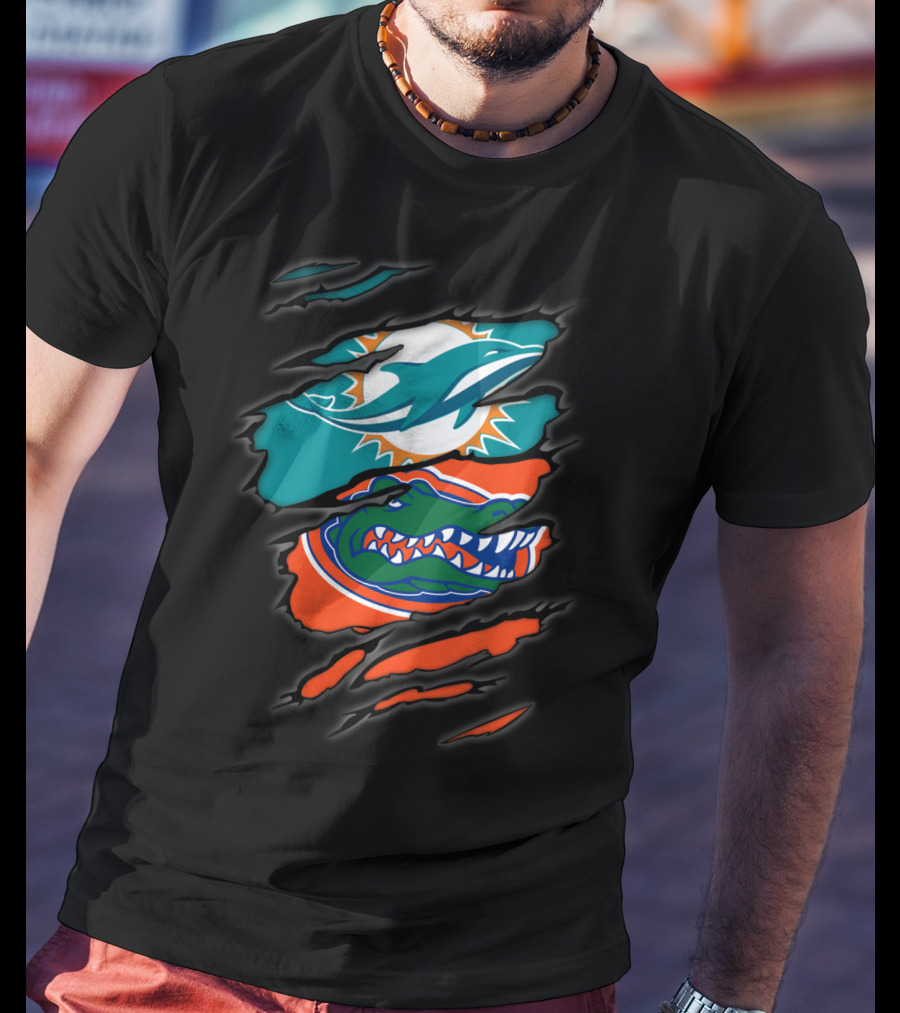 Miami Dolphins Florida Gators Torn Claw Marks T-Shirt