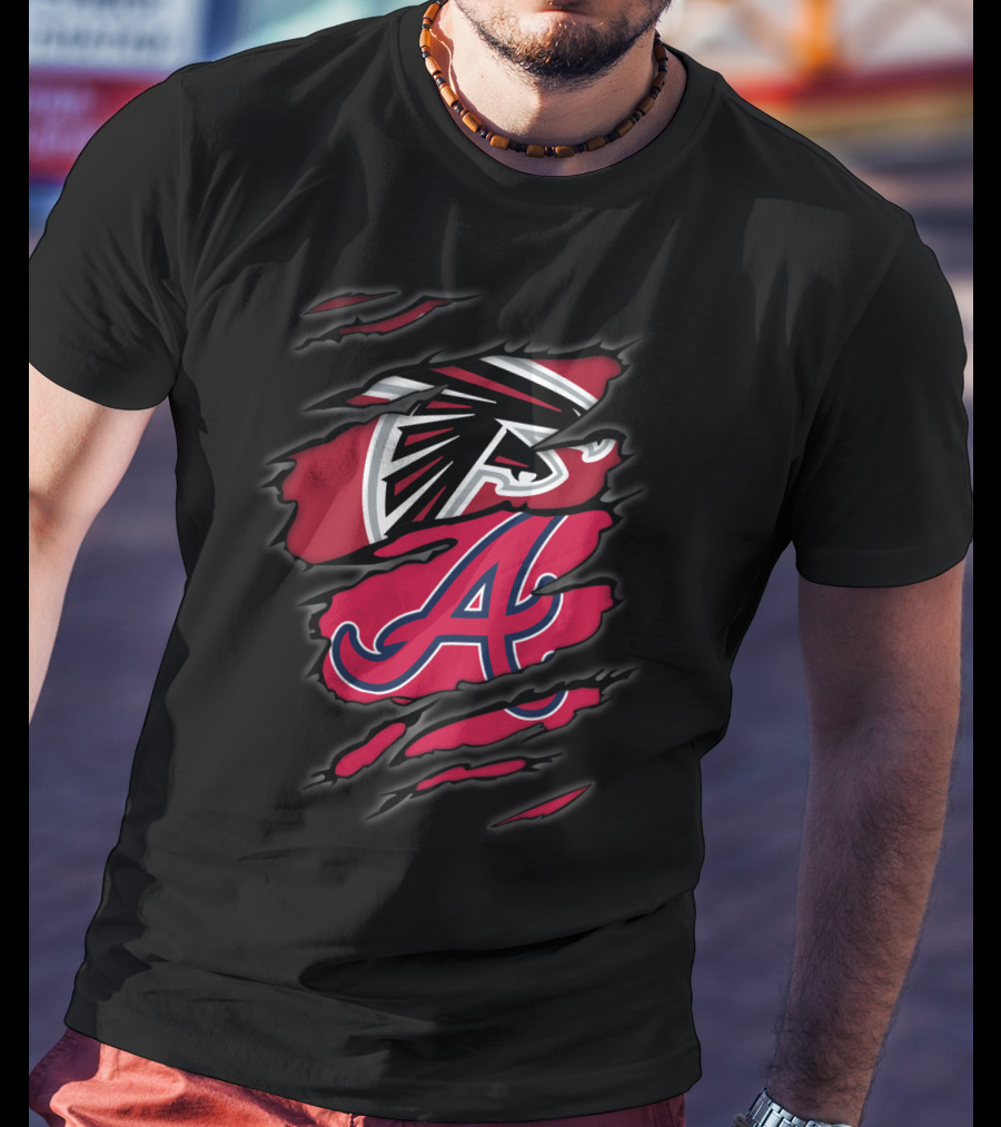 Atlanta Falcons Braves Dual Logo Rip T-Shirt