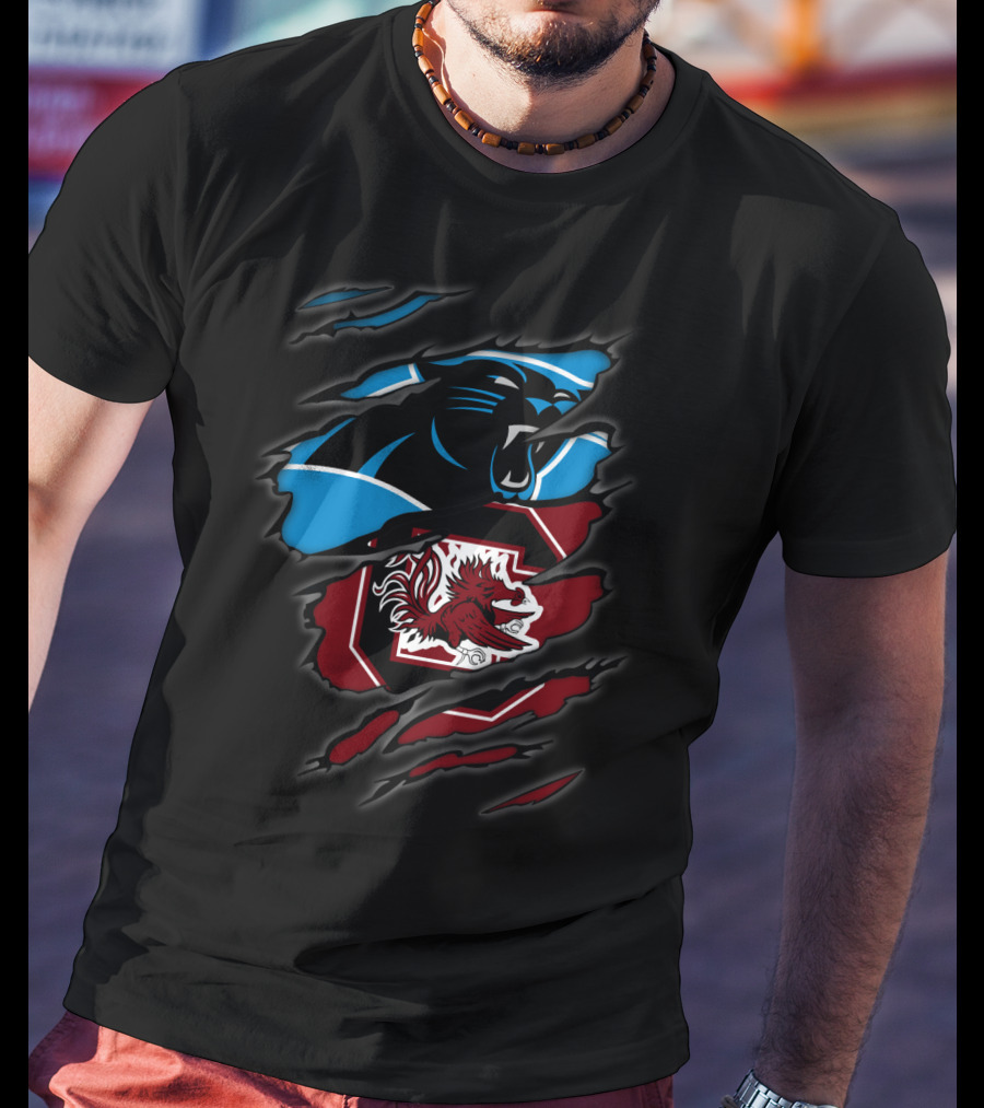 Carolina Panthers South Carolina Gamecocks Logo Mashup T-Shirt