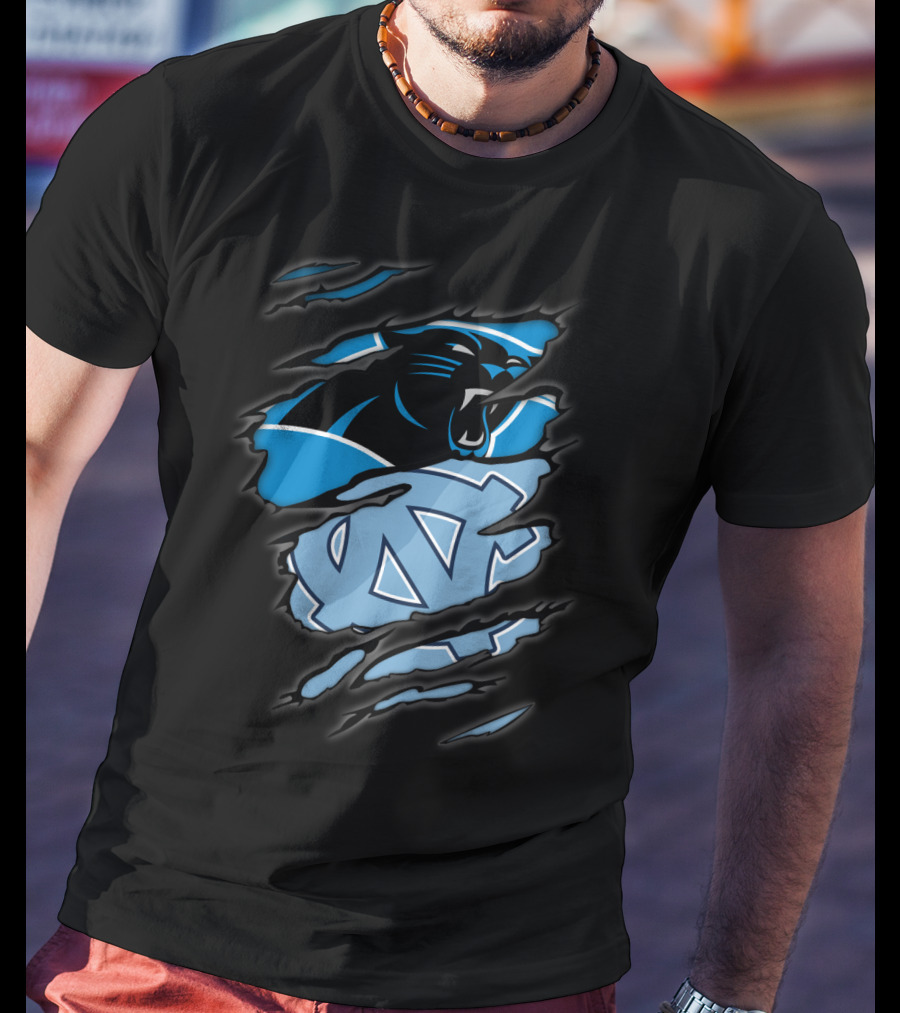 Panthers Tar Heels North Carolina Rip Effect T-Shirt