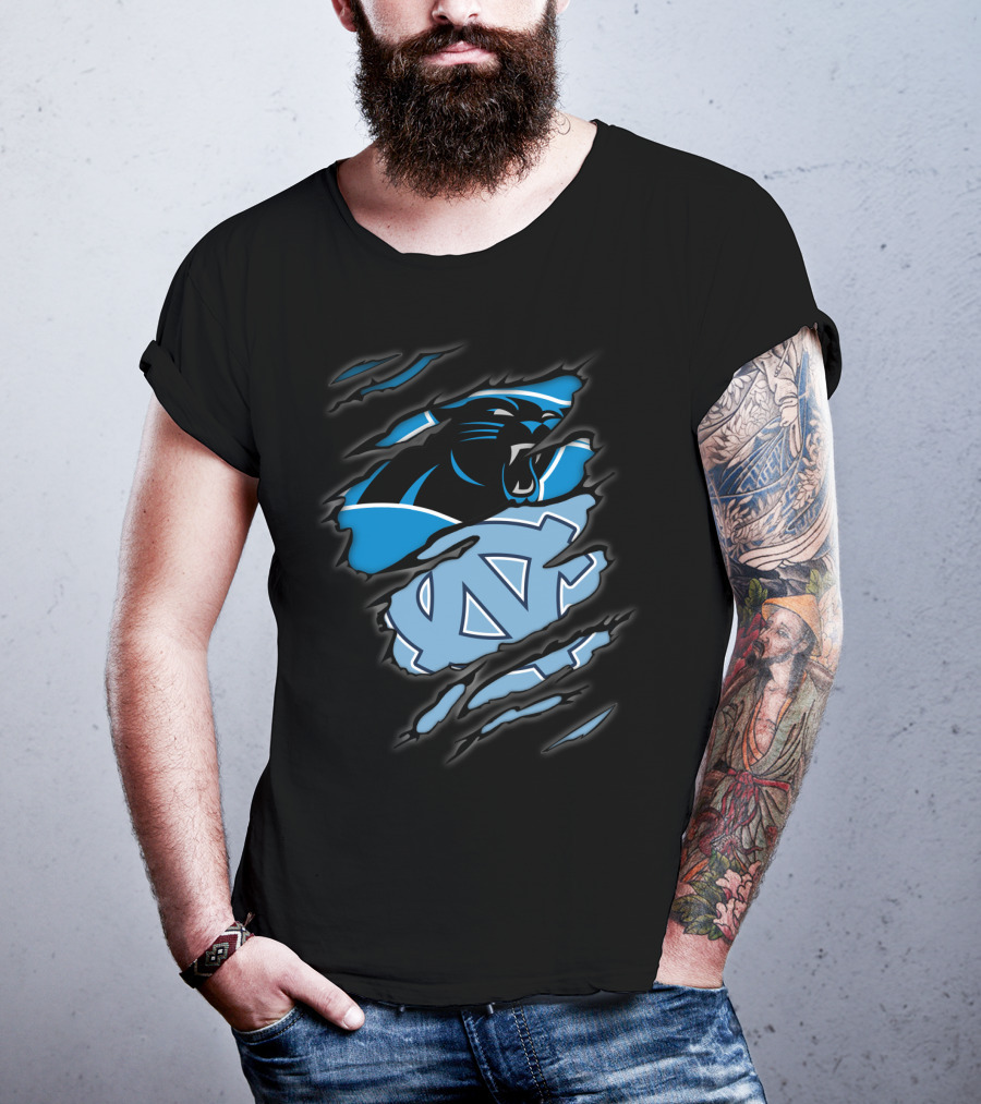 Panthers Tar Heels North Carolina Rip Effect T-Shirt