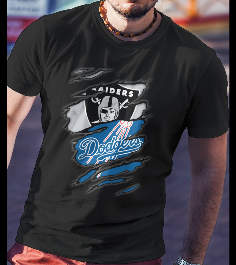 Raiders Dodgers Ripped Layers Fusion T-Shirt