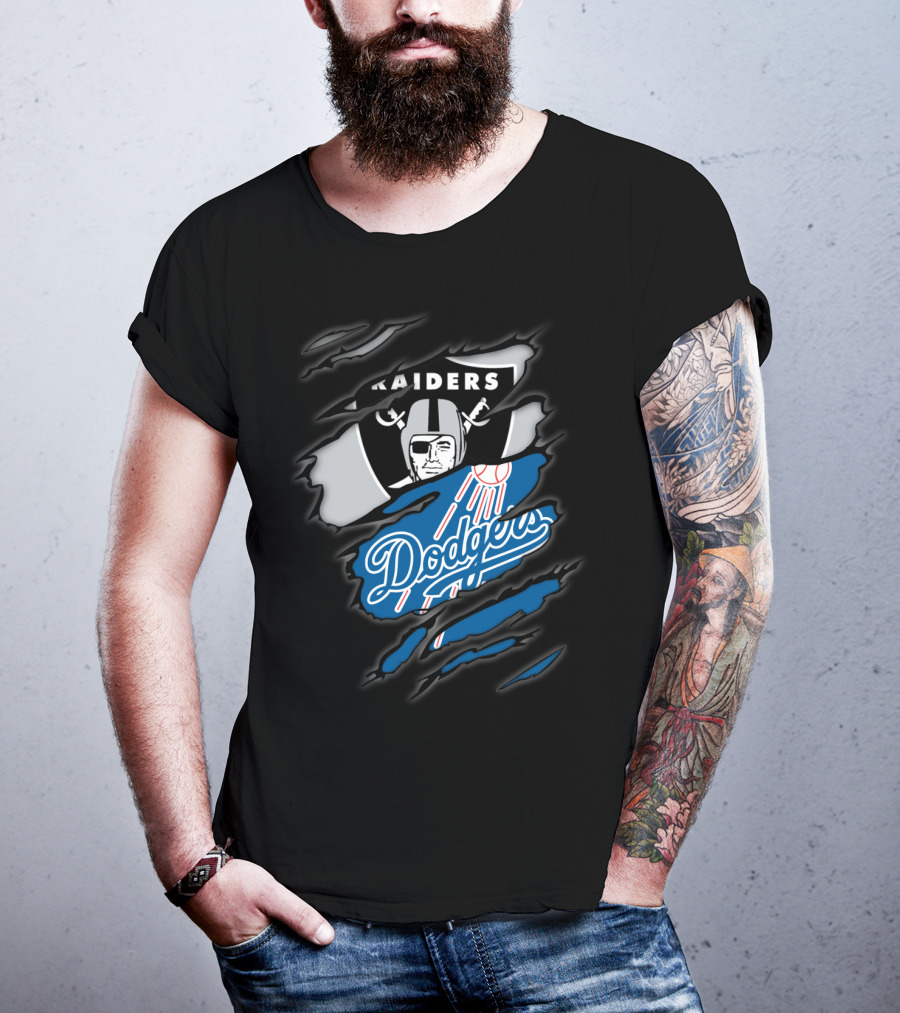 Raiders Dodgers Ripped Layers Fusion T-Shirt