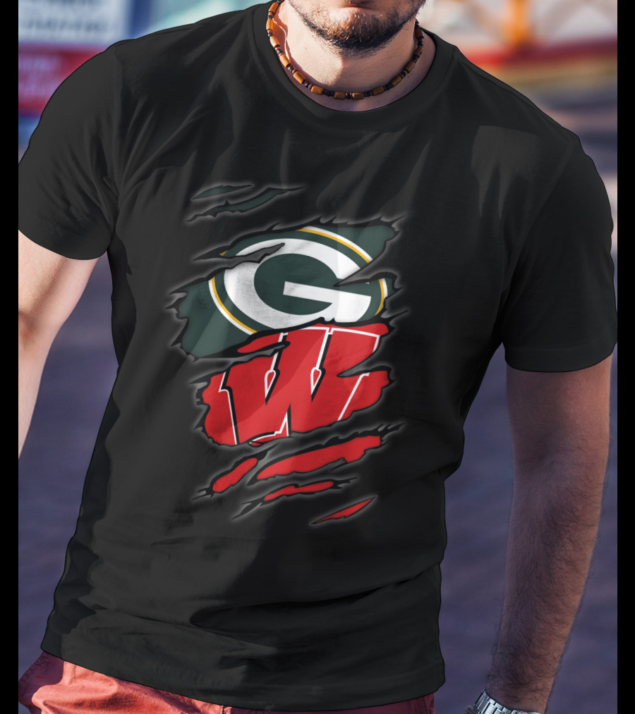 Packers Badgers G W Ripped Claw Marks T-Shirt