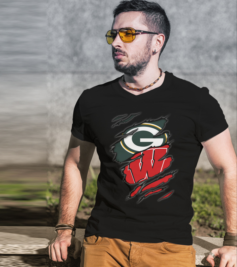 Packers Badgers G W Ripped Claw Marks T-Shirt