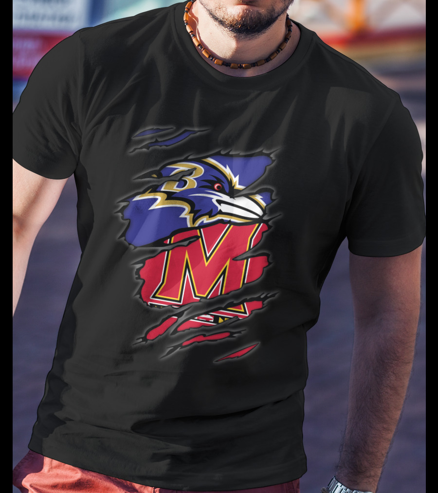 Baltimore Ravens Maryland Terrapins Logo Mashup T-Shirt