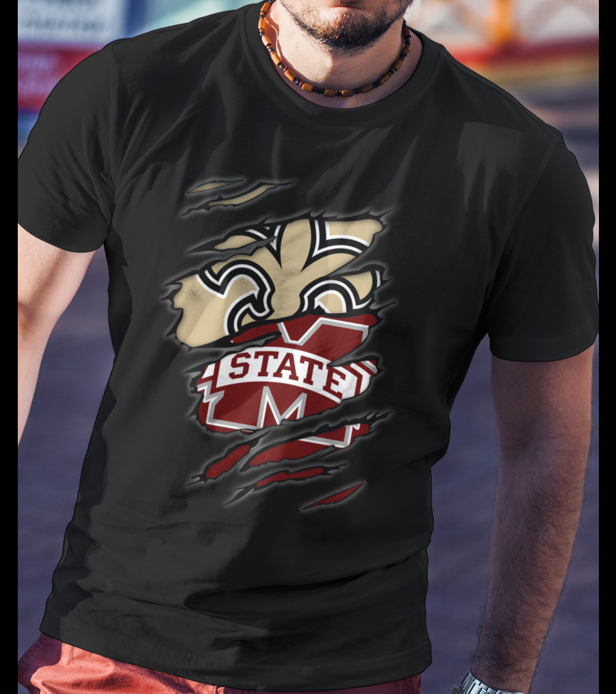 Saints Fleur-de-Lis Meets Mississippi State Bulldogs T-Shirt