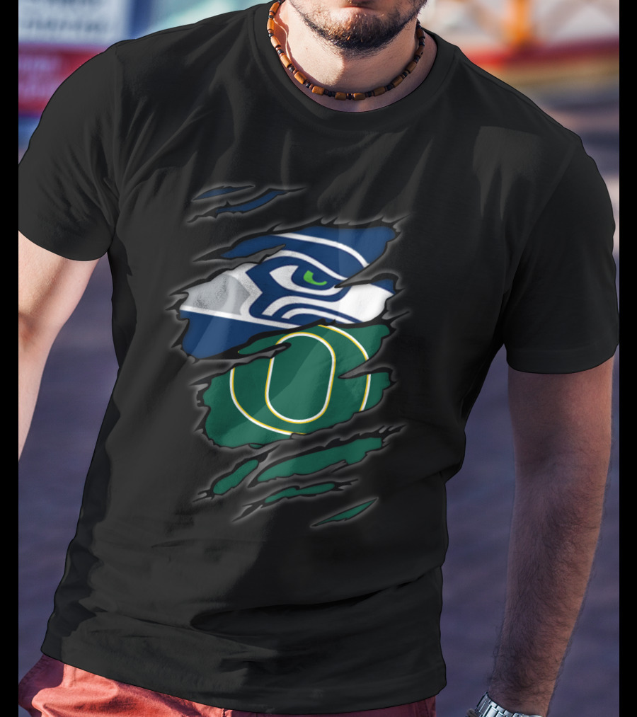 Seahawks Oregon Ducks Logo Mashup T-Shirt