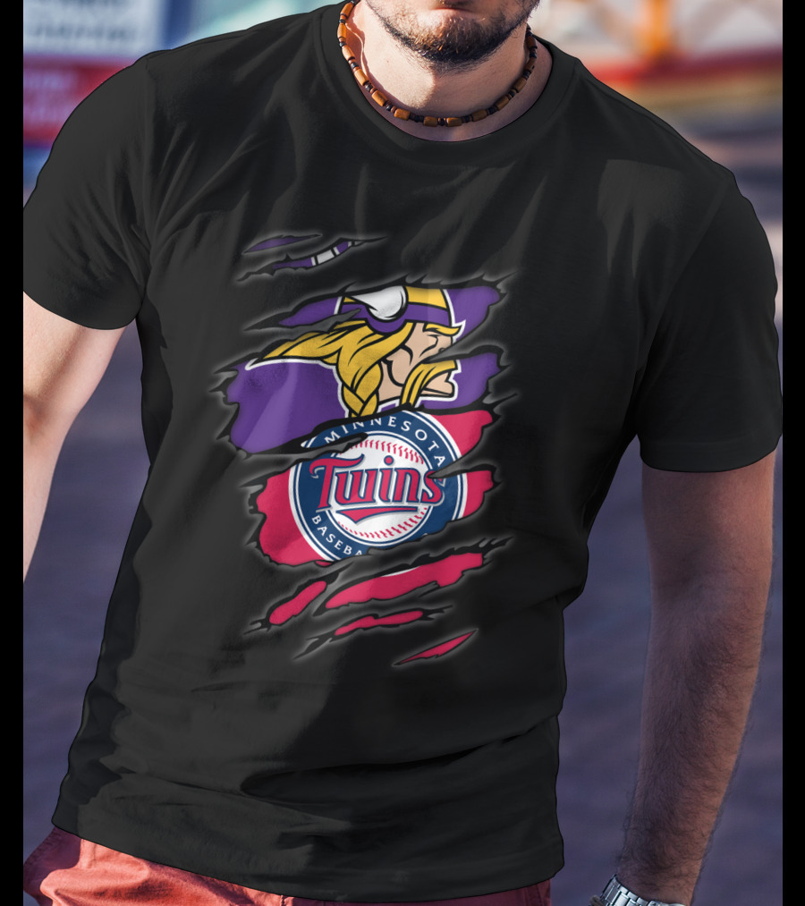 Minnesota Vikings Twins Baseball T-Shirt