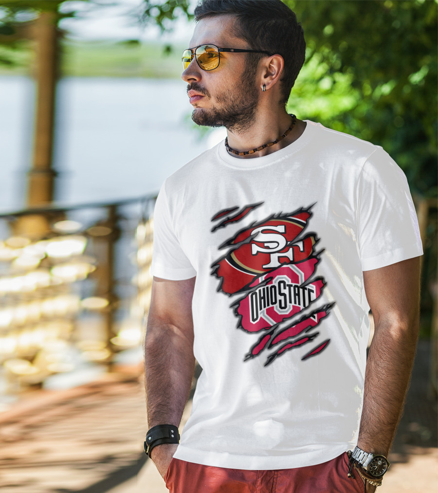 49ers SF Ohio State Buckeyes Logo Mashup T-Shirt