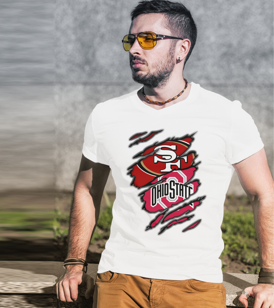 49ers SF Ohio State Buckeyes Logo Mashup T-Shirt
