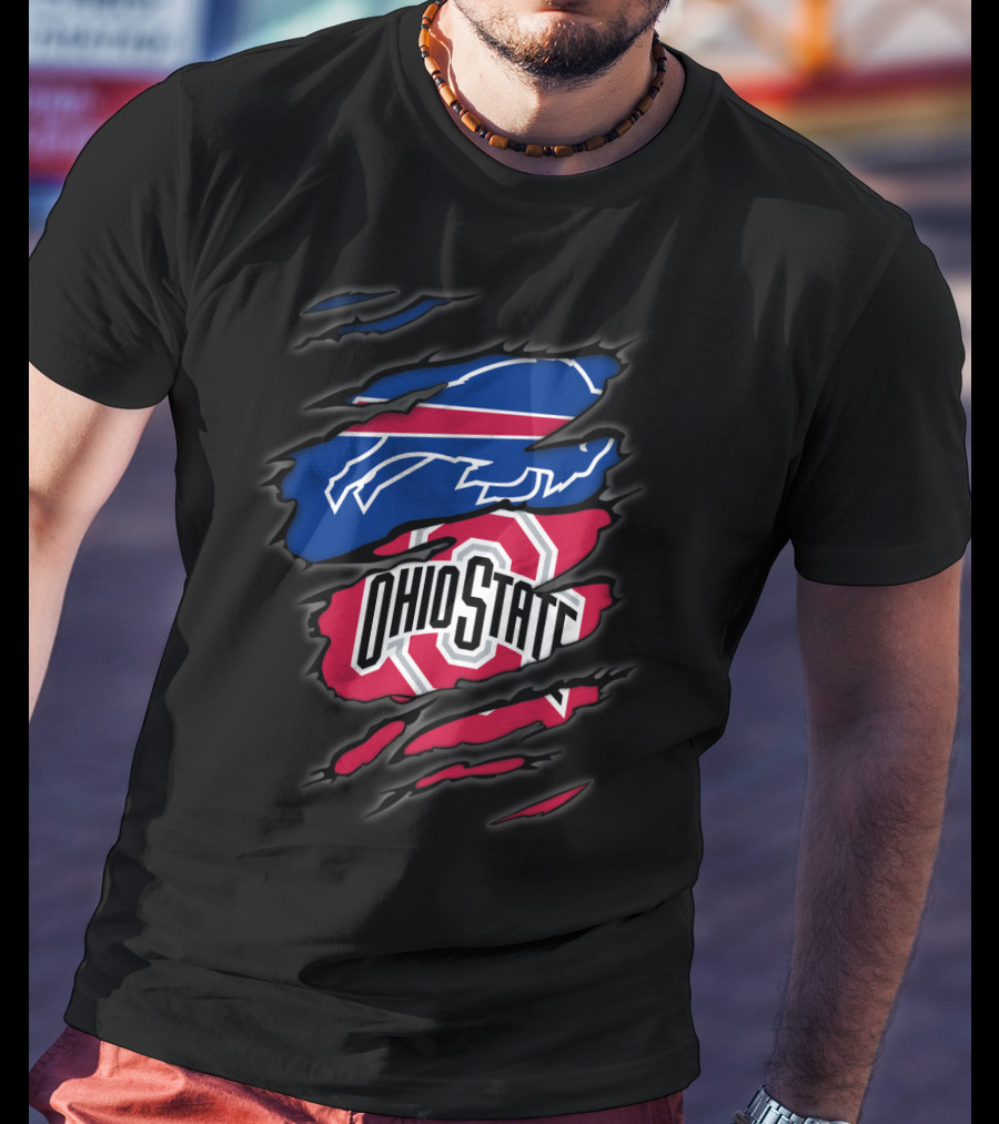 Bills Ohio State Torn Layered Emblem T-Shirt