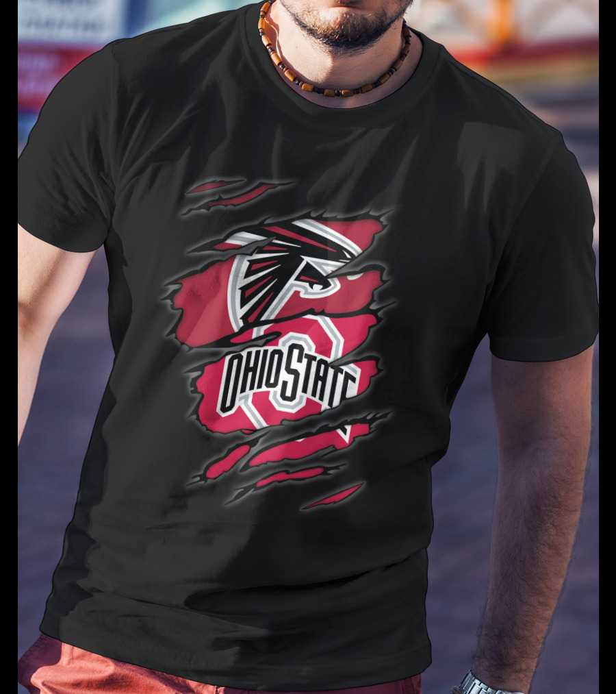 Falcons Ohio State Logo Ripped T-Shirt