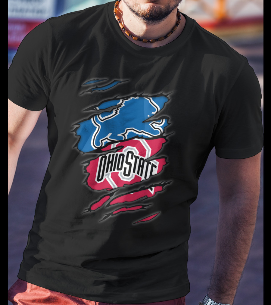 Detroit Lions Ohio State Buckeyes Fusion T-Shirt