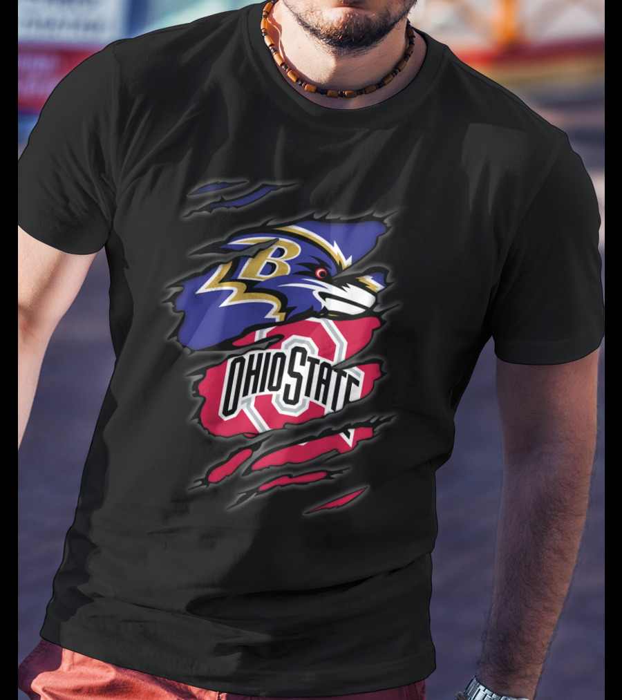 Ravens Ohio State Logo Tear T-Shirt