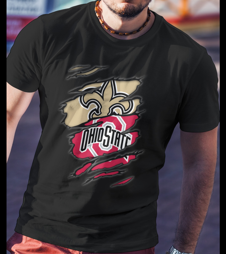 Ohio State Buckeyes New Orleans Saints Fleur-de-Lis T-Shirt